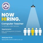 Female Computer Teachers are required for Junior & Senior Sections